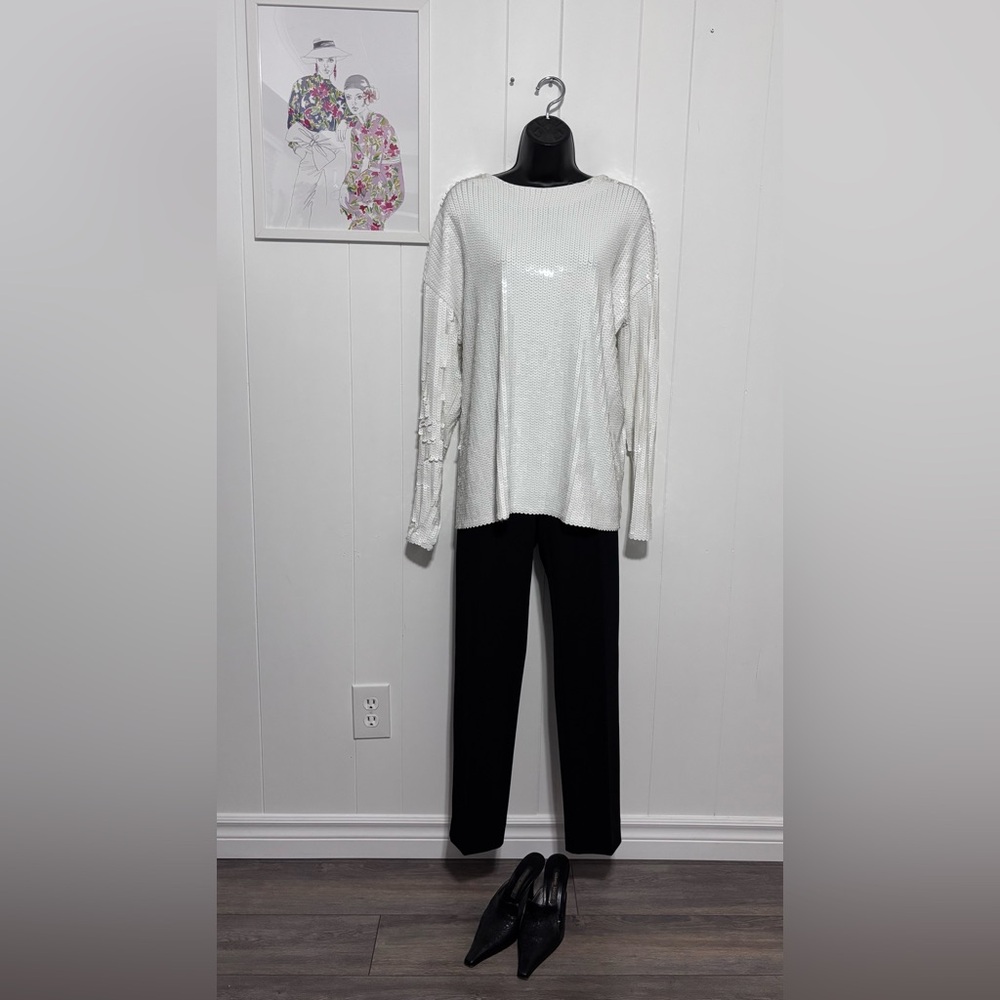White Sequin Zara Oversized Sweater